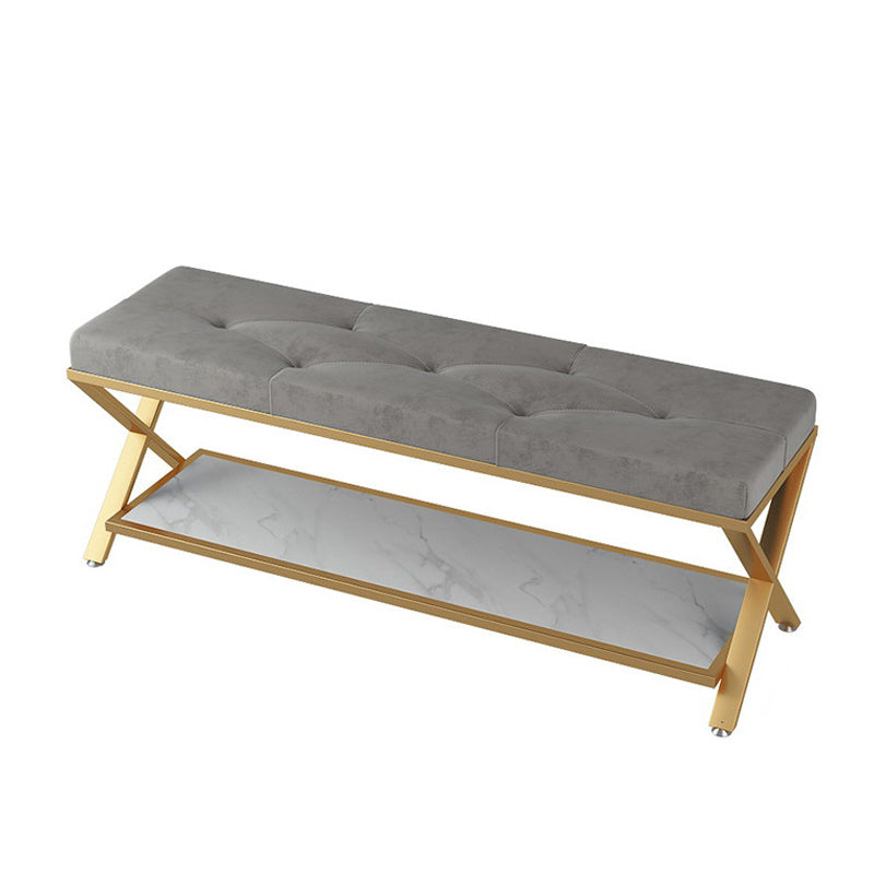 13.8" Wide Contemporary Seating Bench Upholstered Tufted Bench Grey Clearhalo 'Benches' 'Chairs & Seating' 'furn' 'furn_benches' 'Furniture' 'Living Room Furniture' 5966166