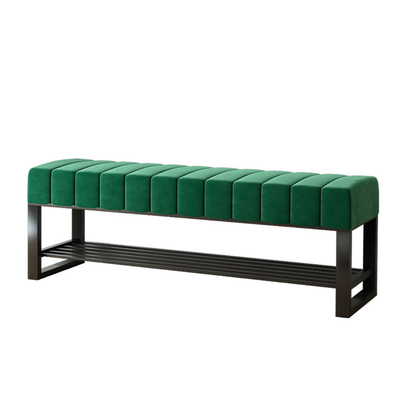 17.7" H Modern Metal Seating Bench Tufted Entryway Bench with Legs Green Clearhalo 'Benches' 'Chairs & Seating' 'furn' 'furn_benches' 'Furniture' 'Living Room Furniture' 5966193
