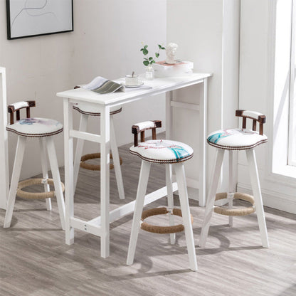 Contemporary Solid Wood Bar Table 47.2"L Trestle Base Bar Desk for Indoor White Storage Not Included Rectangular Clearhalo 'Bar Furniture' 'Bar Tables' 'bar_tables' 'furn' 'furn_bar_tables' 'Furniture' 'Kitchen & Dining Furniture' 5966218