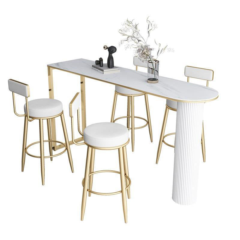 Contemporary Bar Table Stone Bar Dining Table with Double Pedestal Clearhalo 'Bar Furniture' 'Bar Tables' 'bar_tables' 'furn' 'furn_bar_tables' 'Furniture' 'Kitchen & Dining Furniture' 5966259