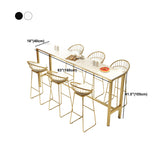 Contemporary Bar Table Faux Marble Bar Dining Table with Trestle Base