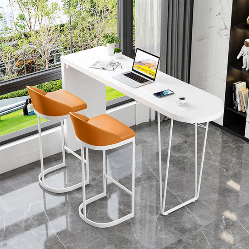 Tavolo da pranzo moderno bar in legno in legno tavolo da pub in altezza bianca con doppio piedistallo