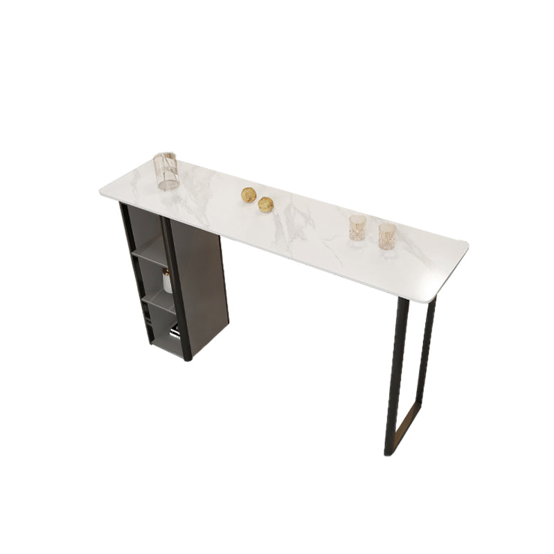 Tavolo da barra di pietra contemporanea barra a doppio piedistallo scrivania con scaffale