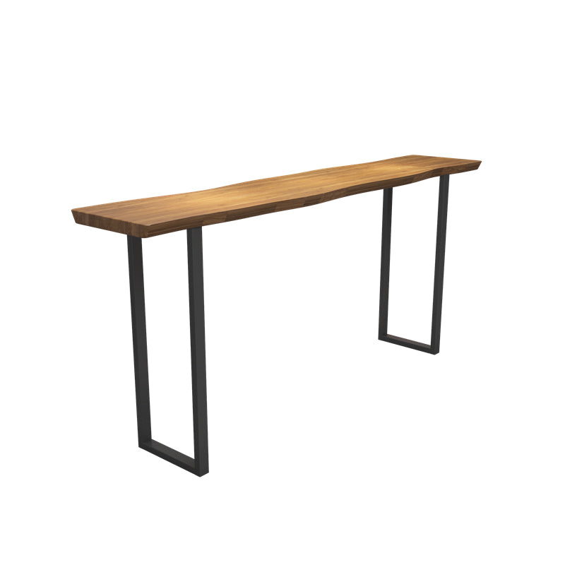 Mesa de bar de madera maciza especializada Mesa de bar de pub industrial marrón con base de trineo