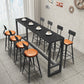 Black Bar Dining Table Sintered Stone Bar Height Cocktail Table with Metal Base