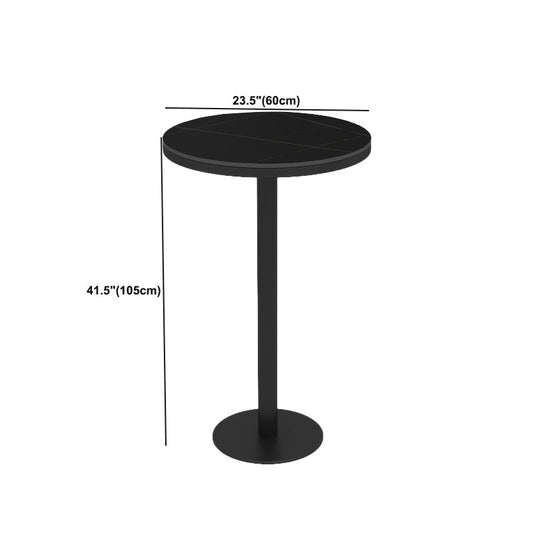 Tavolo da pranzo a bar nero sinterizzato in pietra barra di altezza da bar con base di metallo