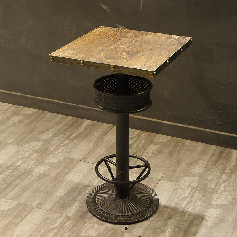 Industrial Style Bar Table Wood Bar Dining Table for Coffee Room 23.6"L x 23.6"W x 41.3"H Square Without Chairs Clearhalo 'Bar Furniture' 'Bar Tables' 'bar_tables' 'furn' 'furn_bar_tables' 'Furniture' 'Kitchen & Dining Furniture' 5966505