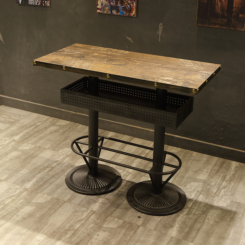 Industrial Style Bar Table Wood Bar Dining Table for Coffee Room 47.2"L x 23.6"W x 41.3"H Rectangular Without Chairs Clearhalo 'Bar Furniture' 'Bar Tables' 'bar_tables' 'furn' 'furn_bar_tables' 'Furniture' 'Kitchen & Dining Furniture' 5966507