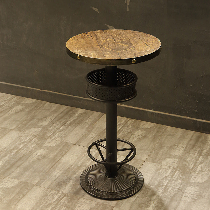 Industrial Style Bar Table Wood Bar Dining Table for Coffee Room 23.6"L x 23.6"W x 41.3"H Round Without Chairs Clearhalo 'Bar Furniture' 'Bar Tables' 'bar_tables' 'furn' 'furn_bar_tables' 'Furniture' 'Kitchen & Dining Furniture' 5966509