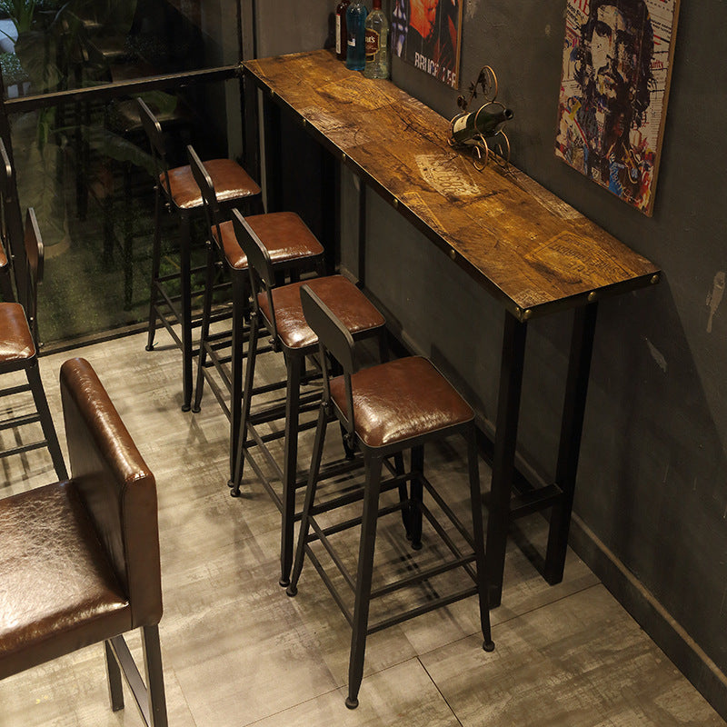 Industrial Style Bar Table Wood Bar Dining Table for Coffee Room 59.1"L x 15.7"W x 41.3"H Rectangular Without Chairs Clearhalo 'Bar Furniture' 'Bar Tables' 'bar_tables' 'furn' 'furn_bar_tables' 'Furniture' 'Kitchen & Dining Furniture' 5966510