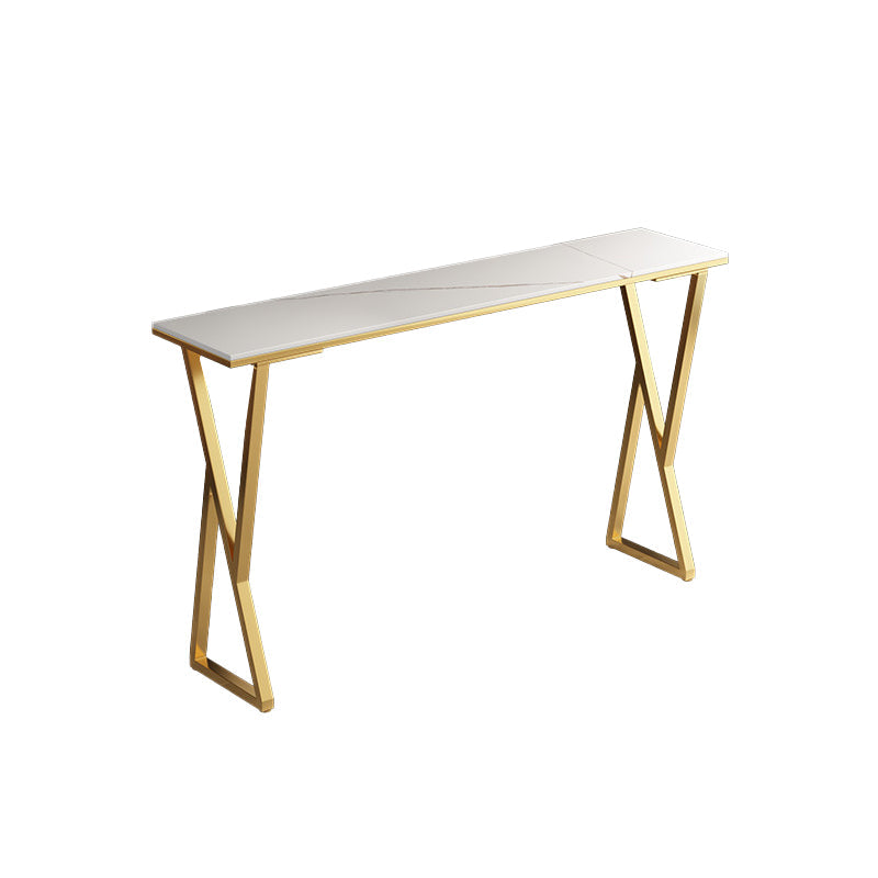 Modern Sintered Stone Bar Table Gold and Metal Base Dining Table White Without Chairs Clearhalo 'Bar Furniture' 'Bar Tables' 'bar_tables' 'furn' 'furn_bar_tables' 'Furniture' 'Kitchen & Dining Furniture' 5966538