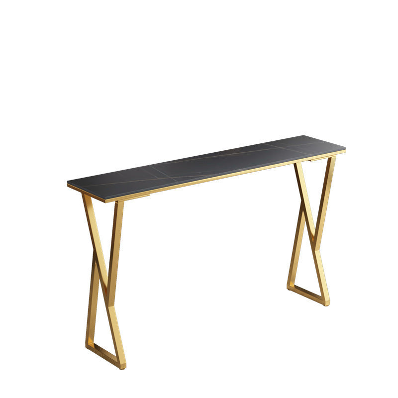 Modern Sintered Stone Bar Table Gold and Metal Base Dining Table Black Without Chairs Clearhalo 'Bar Furniture' 'Bar Tables' 'bar_tables' 'furn' 'furn_bar_tables' 'Furniture' 'Kitchen & Dining Furniture' 5966539
