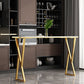 Modern Sintered Stone Bar Table Gold and Metal Base Dining Table 63"L x 15.7"W x 41.3"H White Without Chairs Clearhalo 'Bar Furniture' 'Bar Tables' 'bar_tables' 'furn' 'furn_bar_tables' 'Furniture' 'Kitchen & Dining Furniture' 5966542