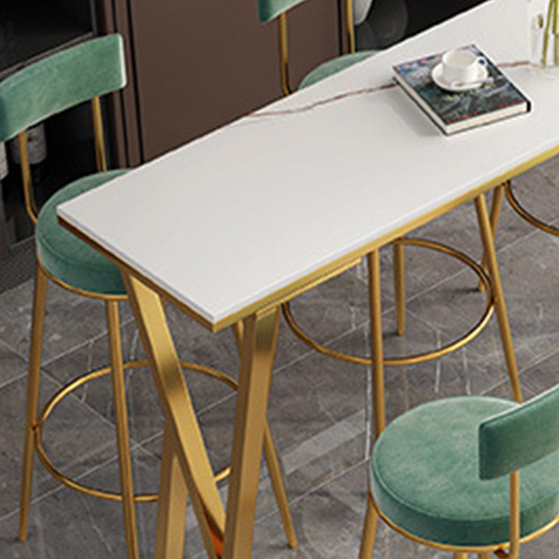 Modern Sintered Stone Bar Table Gold and Metal Base Dining Table Clearhalo 'Bar Furniture' 'Bar Tables' 'bar_tables' 'furn' 'furn_bar_tables' 'Furniture' 'Kitchen & Dining Furniture' 5966544