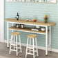 Mesa de comedor de madera artificial, mesa de pub moderna con altura de mostrador y estante