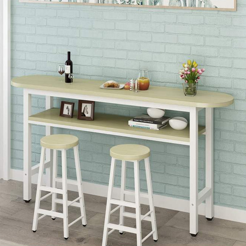 Mesa de comedor de madera artificial, mesa de pub moderna con altura de mostrador y estante