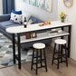 Mesa de comedor de madera artificial, mesa de pub moderna con altura de mostrador y estante