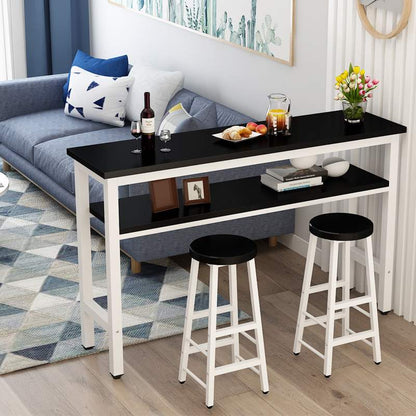 Mesa de comedor de madera artificial, mesa de pub moderna con altura de mostrador y estante