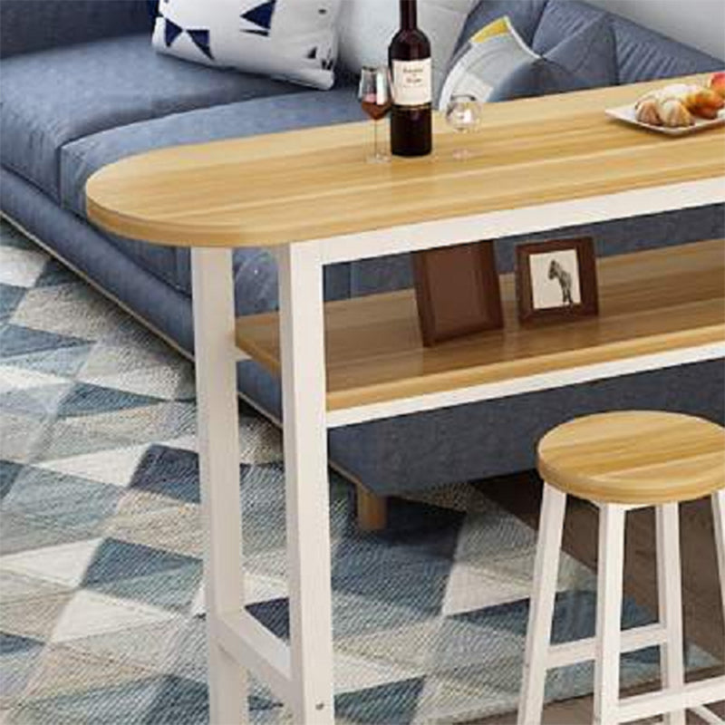 Mesa de comedor de madera artificial, mesa de pub moderna con altura de mostrador y estante