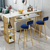 Modern White Artificial Wood Counter Table Rectangle Bar Table with Golden Legs
