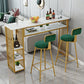 Modern White Artificial Wood Counter Table Rectangle Bar Table with Golden Legs