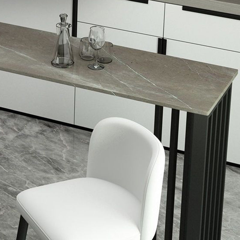 Marble Counter Table Rectangle Table Top with Black Double Base Clearhalo 'Bar Furniture' 'Bar Tables' 'bar_tables' 'furn' 'furn_bar_tables' 'Furniture' 'Kitchen & Dining Furniture' 5966833