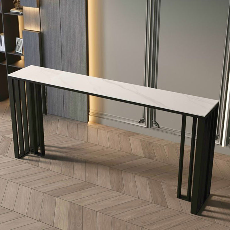 Marble Counter Table Rectangle Table Top with Black Double Base Clearhalo 'Bar Furniture' 'Bar Tables' 'bar_tables' 'furn' 'furn_bar_tables' 'Furniture' 'Kitchen & Dining Furniture' 5966836