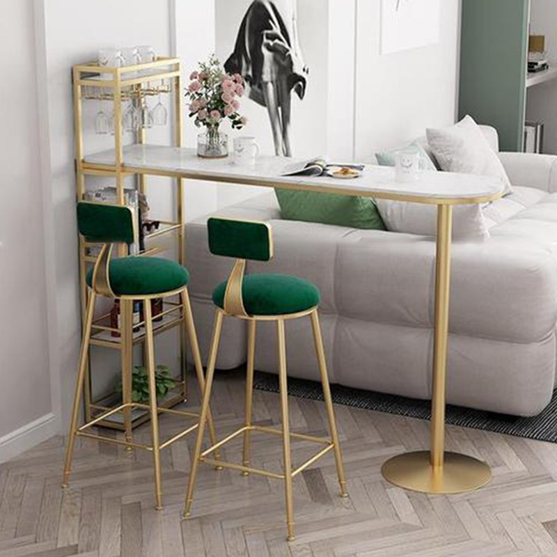 Tavolo da bar top in marmo Tavolo da pub a cornice metallica contemporanea con archiviazione