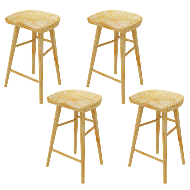 Solid Wood Backless Bar Chair Modern Indoor Bar Stool with Wooden Legs