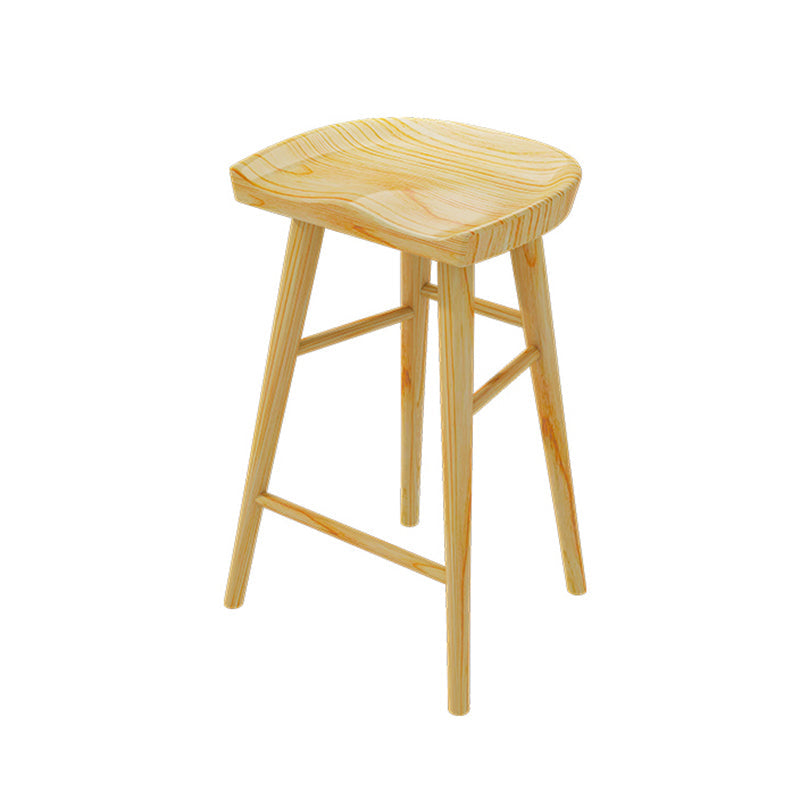 Solid Wood Backless Bar Chair Modern Indoor Bar Stool with Wooden Legs