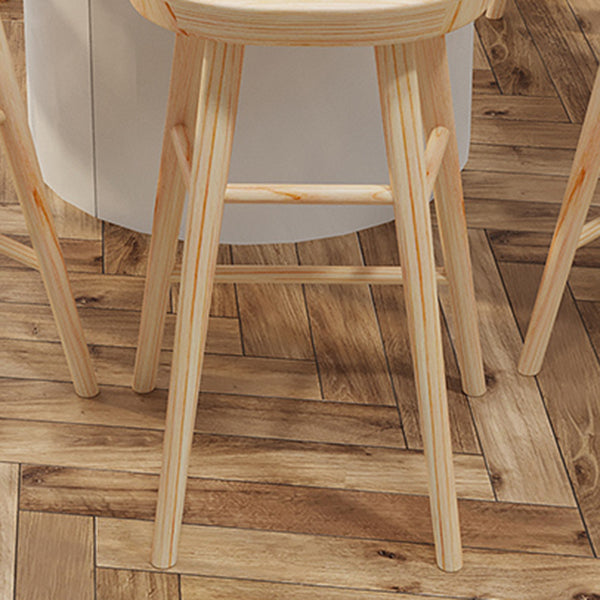 Solid Wood Backless Bar Chair Modern Indoor Bar Stool with Wooden Legs