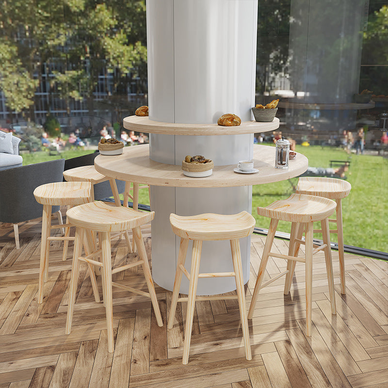 Silla de bar sin espalda de madera maciza taburete de bar de interior moderno con patas de madera