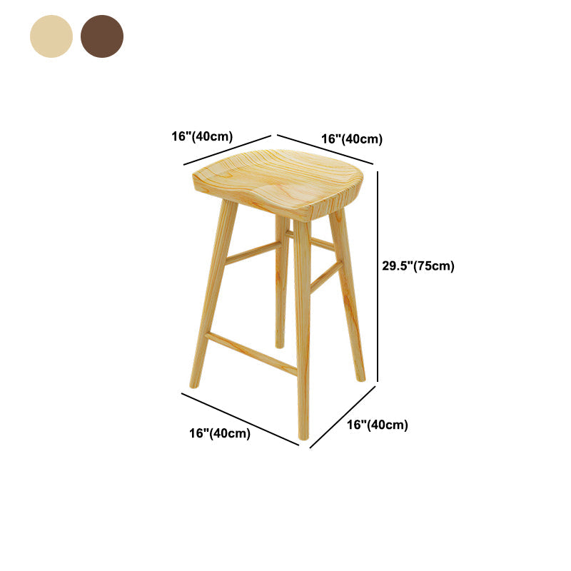 Tabouret de bar intérieur en bois massif en bois massif avec des jambes en bois