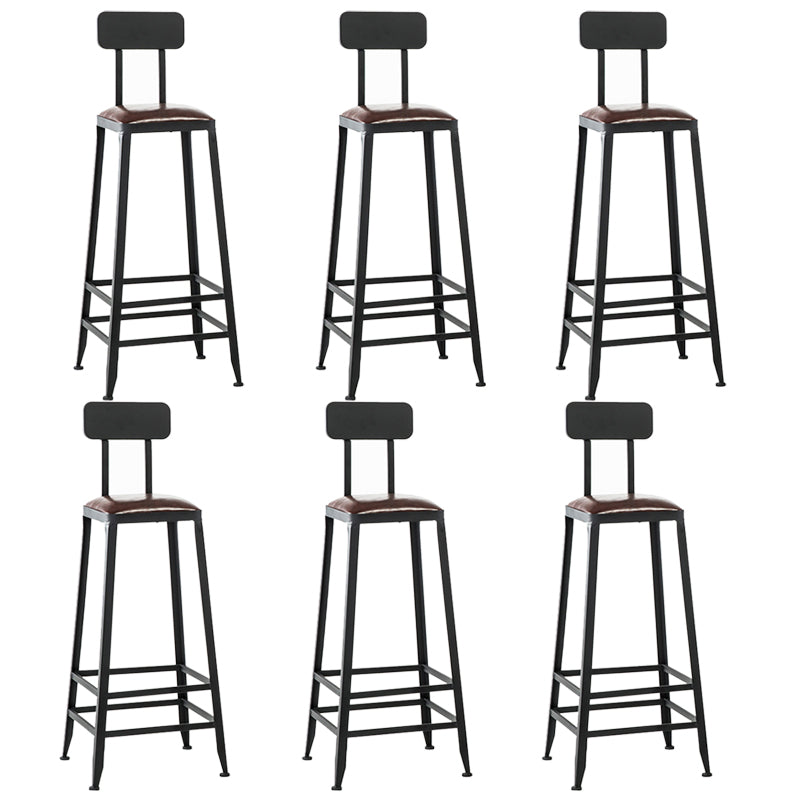 Taburete de bar con reposapiés para cafetería industrial, taburete tapizado en negro