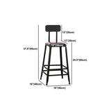 Industrial Coffee Shop Footrest Barstool Black Upholstered Counter Stool