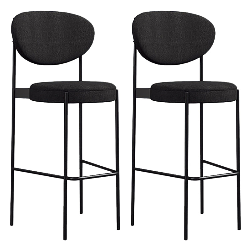 Industrial Upholstered Armless Bar Stool Round Seat Bar Chair with Metal Legs
