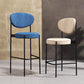 Industrial Upholstered Armless Bar Stool Round Seat Bar Chair with Metal Legs
