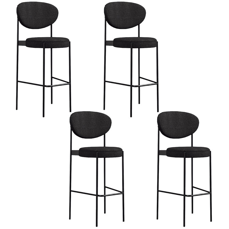 Industrial Upholstered Armless Bar Stool Round Seat Bar Chair with Metal Legs