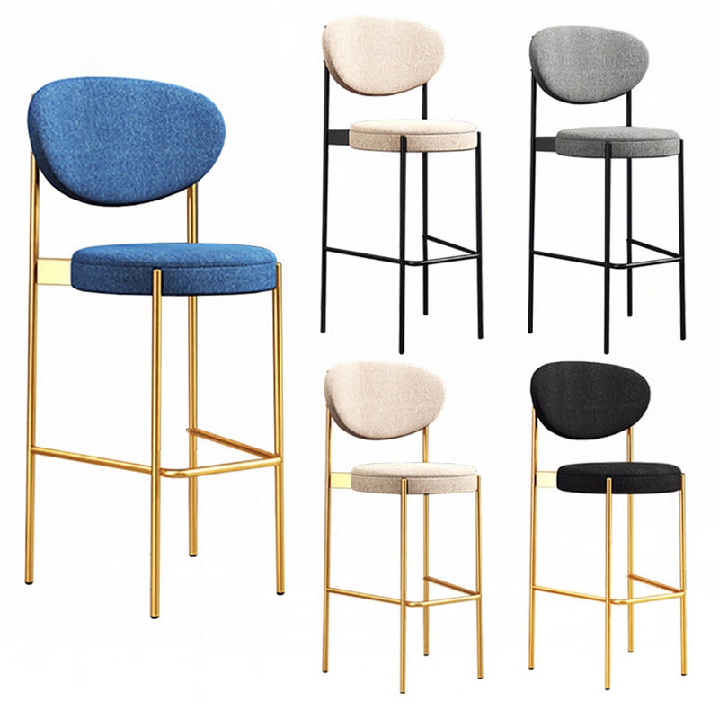 Industrial Upholstered Armless Bar Stool Round Seat Bar Chair with Metal Legs