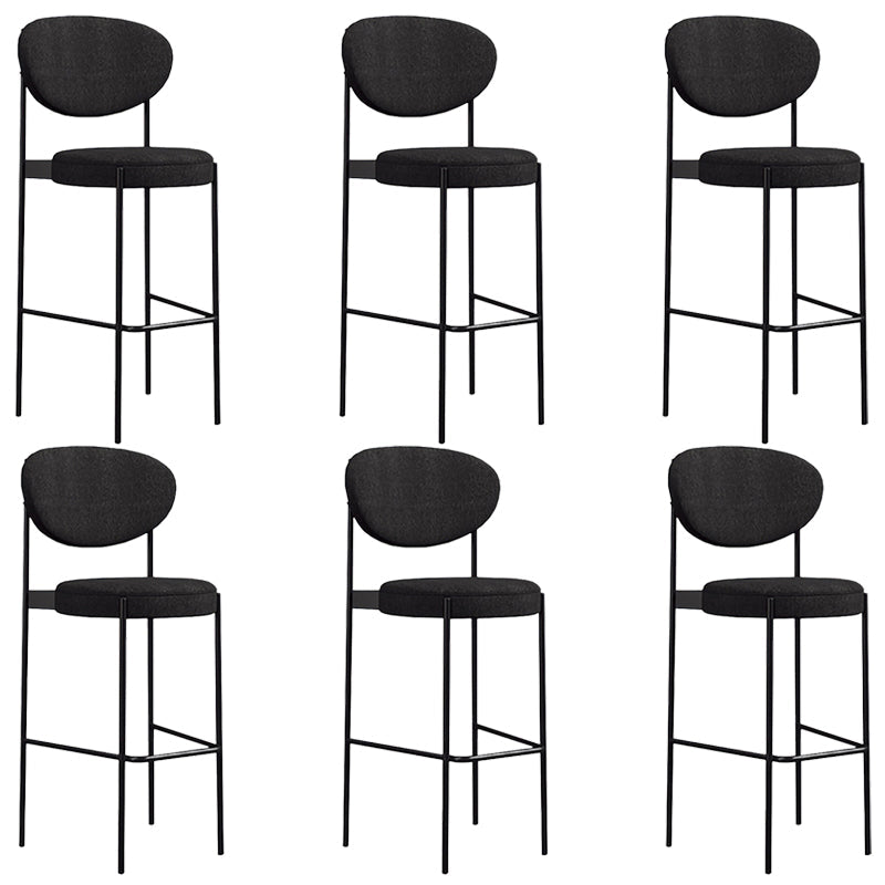 Industrial Upholstered Armless Bar Stool Round Seat Bar Chair with Metal Legs