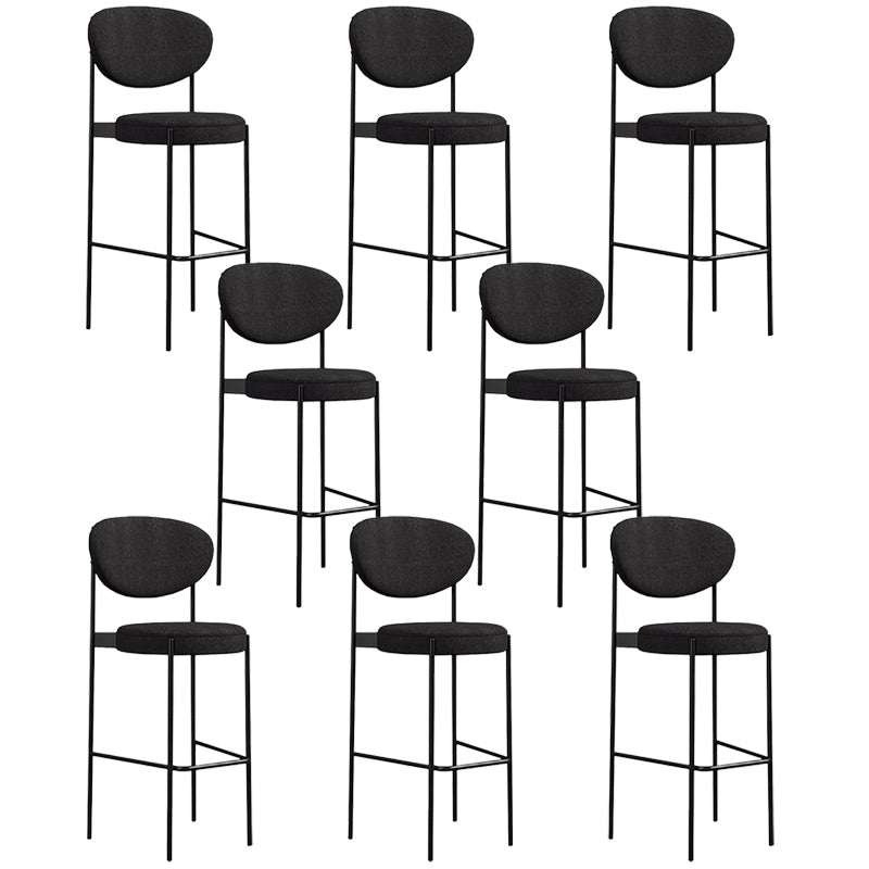 Industrial Upholstered Armless Bar Stool Round Seat Bar Chair with Metal Legs