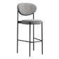 Industrial Upholstered Armless Bar Stool Round Seat Bar Chair with Metal Legs