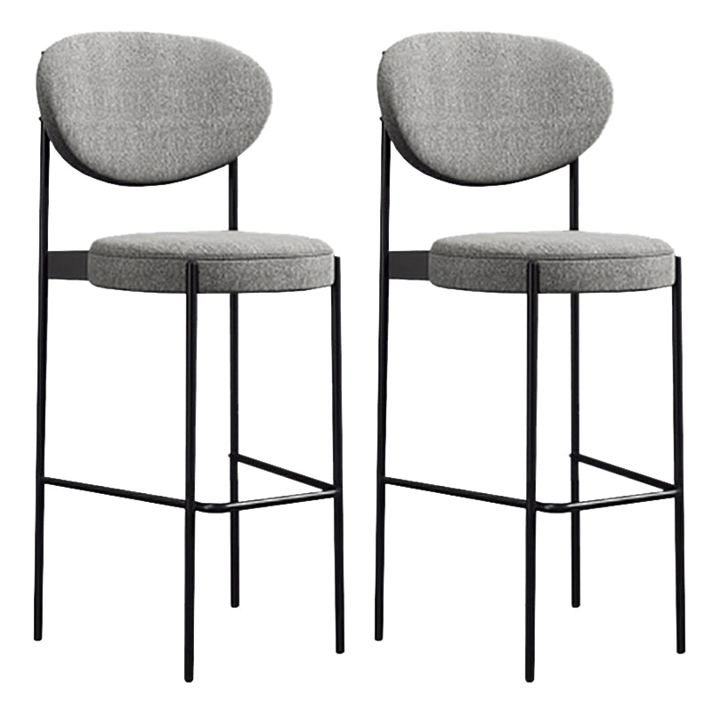 Industrial Upholstered Armless Bar Stool Round Seat Bar Chair with Metal Legs