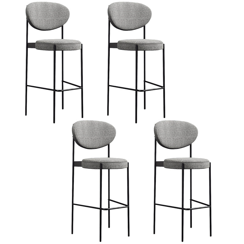 Industrial Upholstered Armless Bar Stool Round Seat Bar Chair with Metal Legs