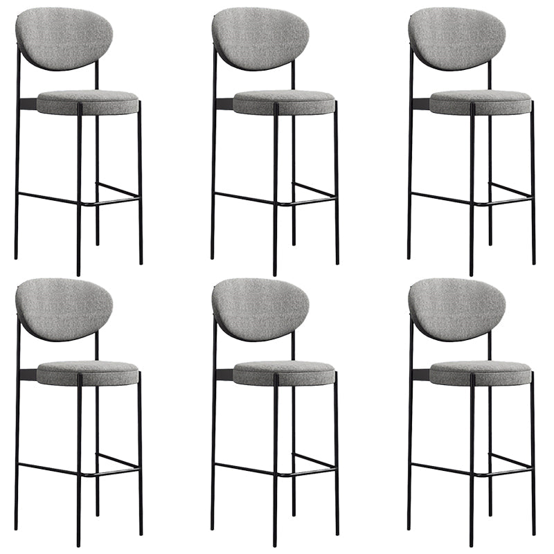 Industrial Upholstered Armless Bar Stool Round Seat Bar Chair with Metal Legs