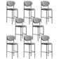 Industrial Upholstered Armless Bar Stool Round Seat Bar Chair with Metal Legs