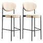 Industrial Upholstered Armless Bar Stool Round Seat Bar Chair with Metal Legs