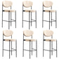 Industrial Upholstered Armless Bar Stool Round Seat Bar Chair with Metal Legs