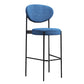 Industrial Upholstered Armless Bar Stool Round Seat Bar Chair with Metal Legs