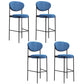 Industrial Upholstered Armless Bar Stool Round Seat Bar Chair with Metal Legs